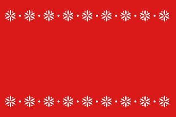 Naklejka na ściany i meble Winter snowflakes border, Christmas red card background.