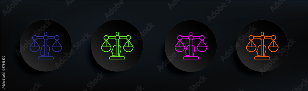 Poster robot advisor dark badge color set. simple thin line, outline vector of artifical icons for ui and u