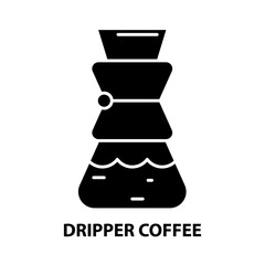 dripper coffee icon, black vector sign with editable strokes, concept illustration