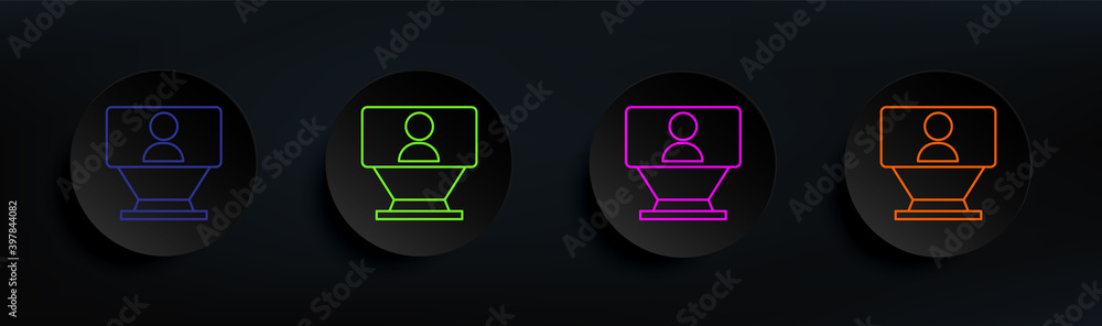 Aufkleber holographic image dark badge color set. simple thin line, outline vector of artifical icons for ui a