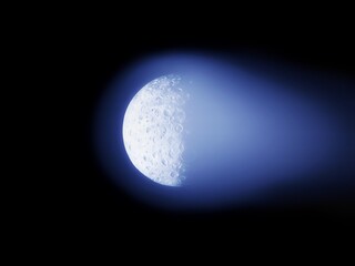 surface of a large glowing comet on a black background