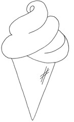 Ice cream in a waffle cone. Cartoon style illustration.