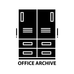 office archive icon, black vector sign with editable strokes, concept illustration