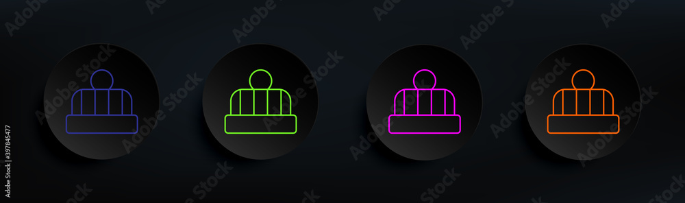Aufkleber winter hat dark badge color set. simple thin line, outline vector of clothes icons for ui and ux, we