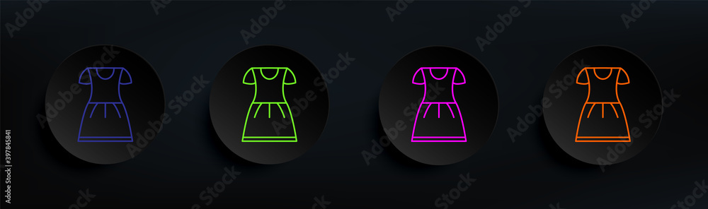 Poster dress dark badge color set. simple thin line, outline vector of clothes icons for ui and ux, website