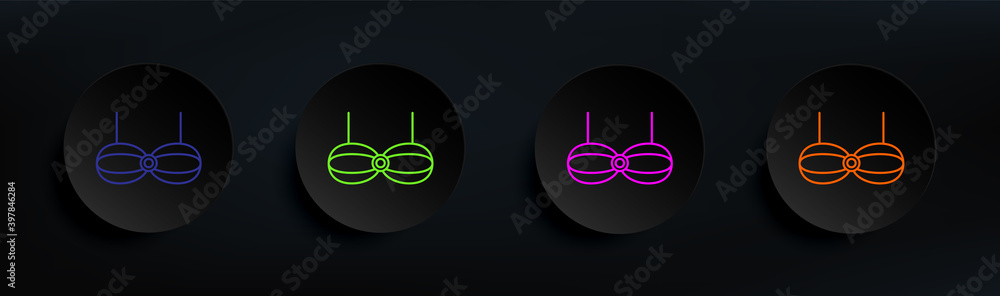 Poster swimsuit dark badge color set. simple thin line, outline vector of clothes icons for ui and ux, webs