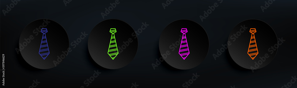 Poster tie dark badge color set. simple thin line, outline vector of clothes icons for ui and ux, website o