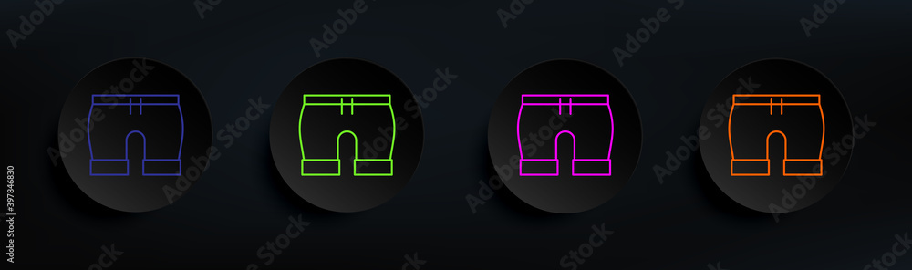 Poster shorts dark badge color set. simple thin line, outline vector of clothes icons for ui and ux, websit