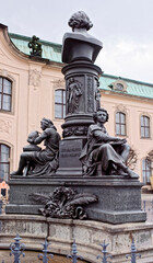 Fototapeta na wymiar Ernst Rietschel Memorial with three allegorical figures symbolizing drawing, sculpting and chiseling