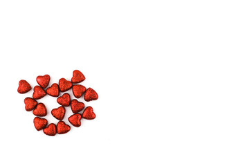 Small red hearts are symbol of Valentine's Day