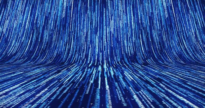 Computer Codes Moving Slowly. Futuristic Tech Background. Numbers And Codes Flowing. Technology Related 3D Animation.