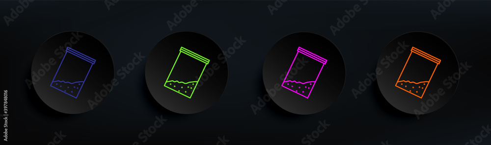 Poster cocaine dark badge color set. simple thin line, outline vector of crime investigation icons for ui a