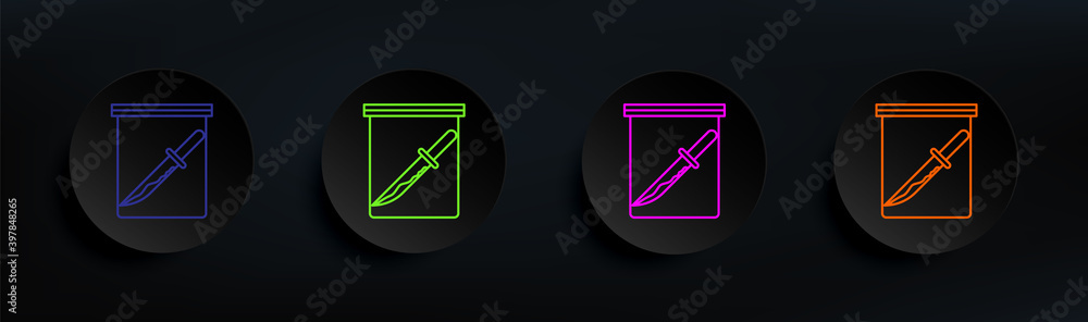 Poster evidence of knife dark badge color set. simple thin line, outline vector of crime investigation icon