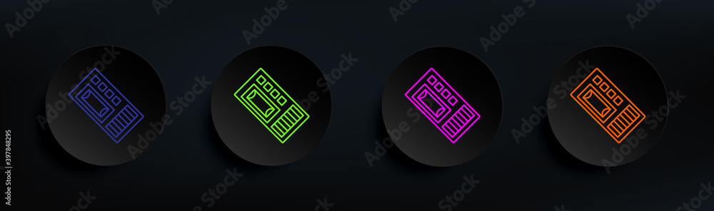 Poster dictaphone dark badge color set. simple thin line, outline vector of crime investigation icons for u