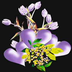 Naklejka premium Valentines day, colored bouquet, art template.