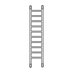 High black and white wooden icon of a fiberglass dielectric ladder with steps for elevation. Construction tool. illustration on white background