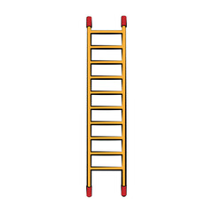 High brown and red wooden icon of a fiberglass dielectric die ladder with steps for elevation. Construction tool. illustration