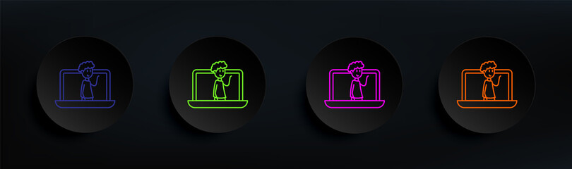 internet friend dark badge color set. Simple thin line, outline vector of friendship icons for ui and ux, website or mobile application