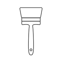 Construction black and white icon of a wooden paint brush designed for painting walls, objects. Construction tool. illustration