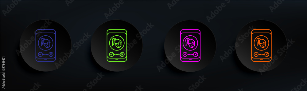 Poster call from beloved dark badge color set. simple thin line, outline vector of friendship icons for ui 