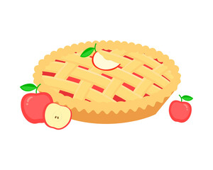 Vector illustration of apple pie on a white background.