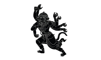 Hanuman, Thai traditional backdrop, Thai traditional painting in temple, vector