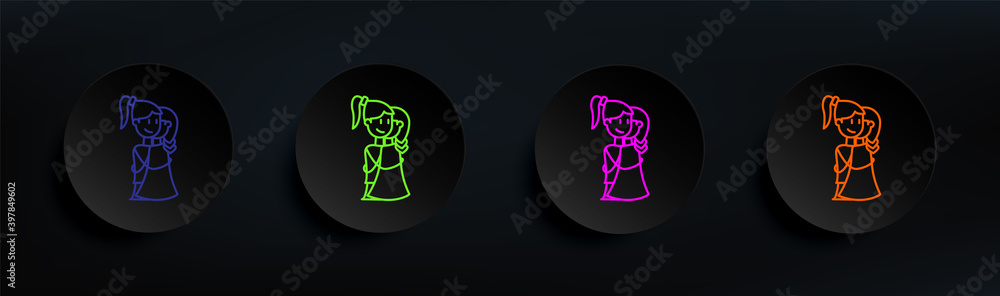 Poster girlfriends dark badge color set. simple thin line, outline vector of friendship icons for ui and ux