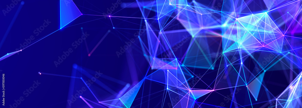 Poster Technology background. Abstract digital combination dots and lines. Network connection structure. 3d Widescreen