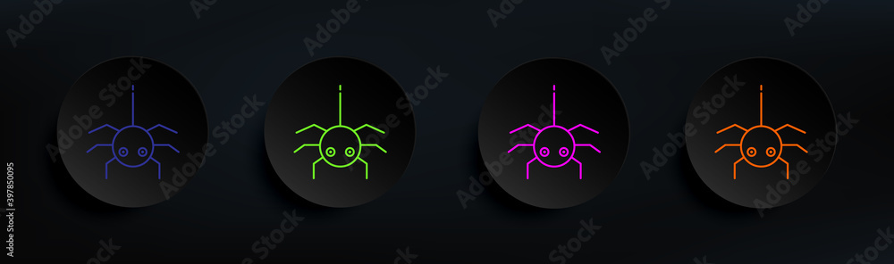 Poster spider for halloween dark badge color set. simple thin line, outline vector of halloween icons for u
