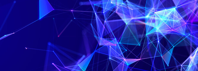 Technology background. Abstract digital combination dots and lines. Network connection structure. 3d Widescreen