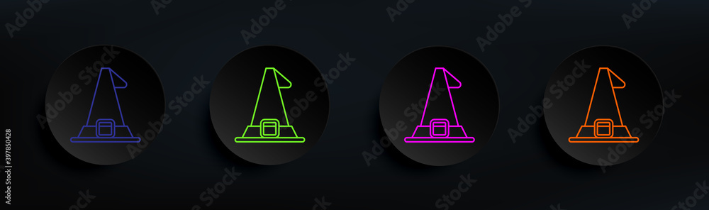 Poster halloween hat dark badge color set. simple thin line, outline vector of halloween icons for ui and u