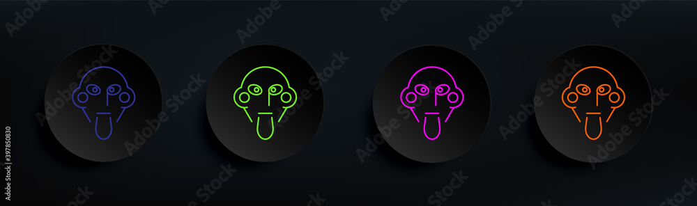 Poster clown halloween mask dark badge color set. simple thin line, outline vector of halloween icons for u