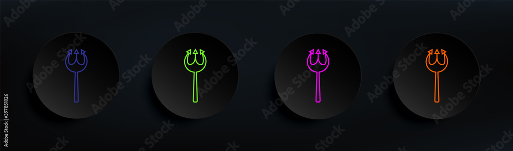 Poster halloween fork dark badge color set. simple thin line, outline vector of halloween icons for ui and 