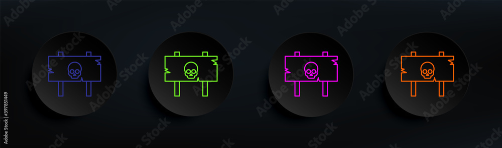 Poster danger sign for halloween theme dark badge color set. simple thin line, outline vector of halloween 