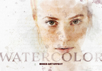 Watercolor and Text Photo Effect