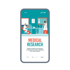 Medical laboratory researchers start onboarding page design with scientists cartoon characters, flat vector illustration. Experimental medicine and laboratory analysis.