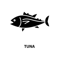 tuna symbol icon, black vector sign with editable strokes, concept illustration