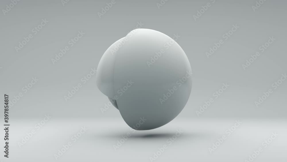 Poster abstract 3d animation of a hemisphere, the shell of which contains an abstract mysterious ball with 