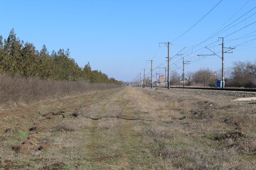 Railroad and rails close up