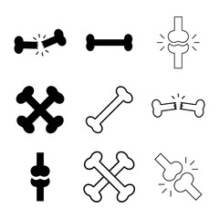 Bones collection. Bone icon set. Vector illustration isolated on white.