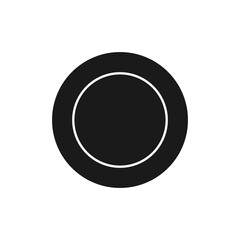 Plate icon. Kitchen black plate silhouette. Vector isolated on white