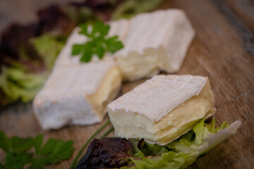 Pont l'Eveque, French Cheese from Normandy produced from Cow's Milk on turntable