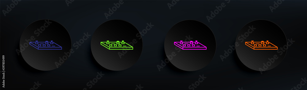 Aufkleber fruit counter dark badge color set. simple thin line, outline vector of mall shopping center icons f