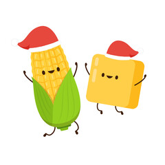 Corn and butter vector. Corn and Butter character design. Corn on white background.