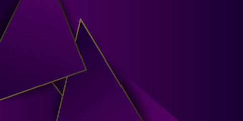 Dark purple abstract background for business banner with golden triangle line decoration