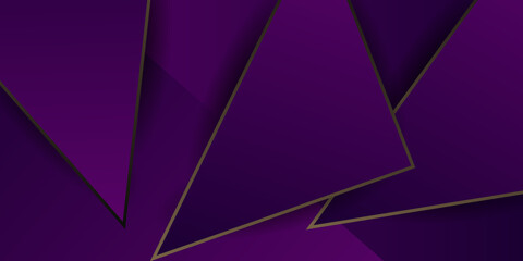 Fototapeta premium Luxurious purple and golden overlap layer background. Purple card with vintage pattern and golden triangle