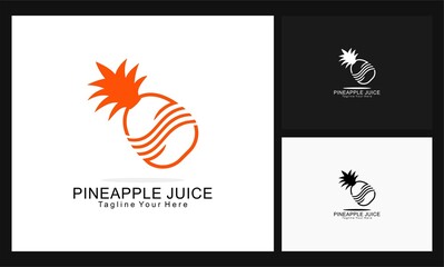 pineapple juice concept design vector logo