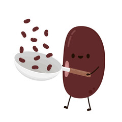 Kidney bean character. Kidney bean on white background.