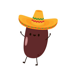 Kidney bean character. Kidney bean on white background.