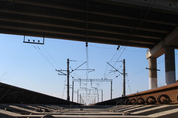 Railroad and rails close up